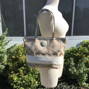 Cream Coach tote
